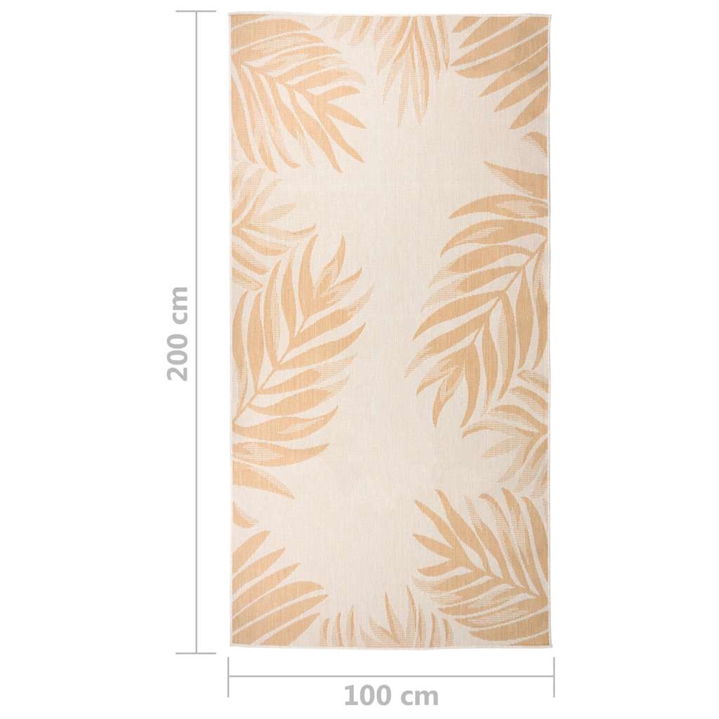 Tapis d'extérieur tissage plat 100x200 cm motif feuille
