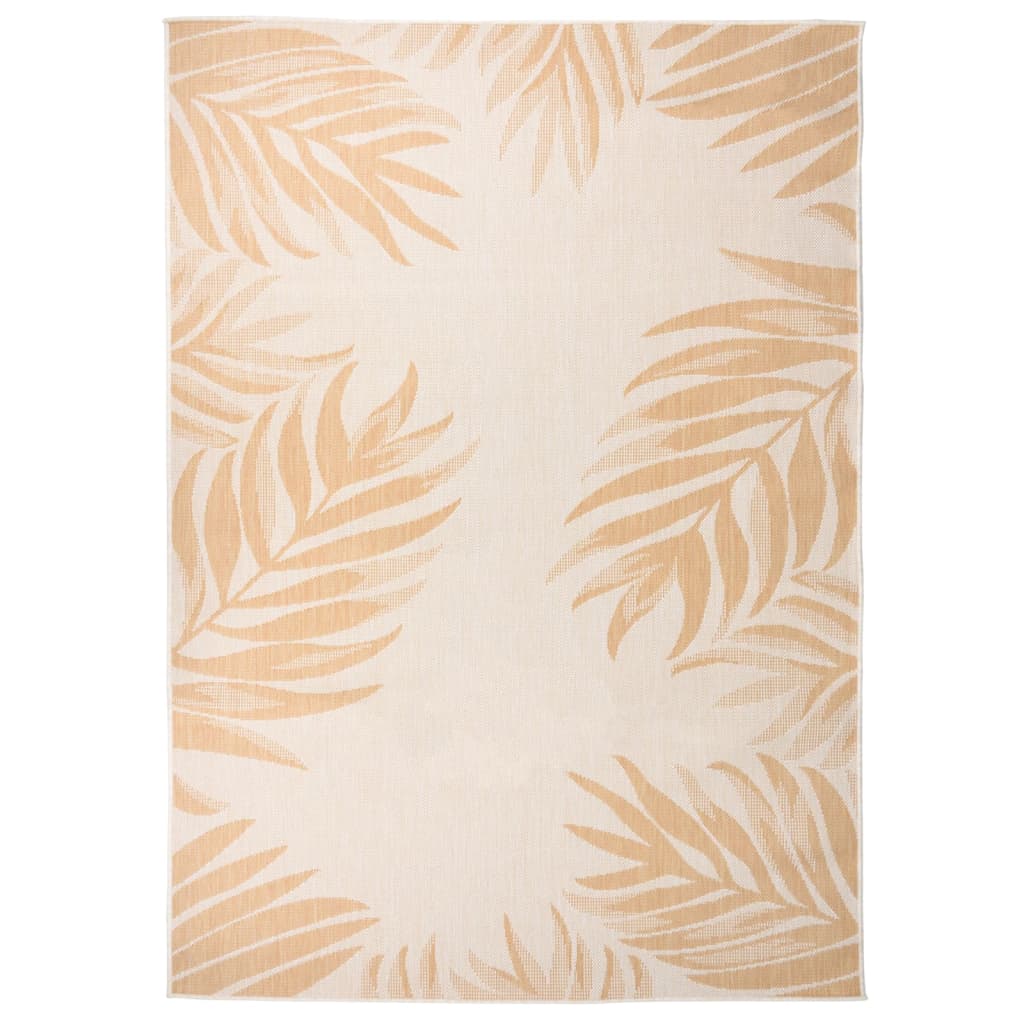 Tapis d'extérieur tissé plat 140x200 cm motif feuilles