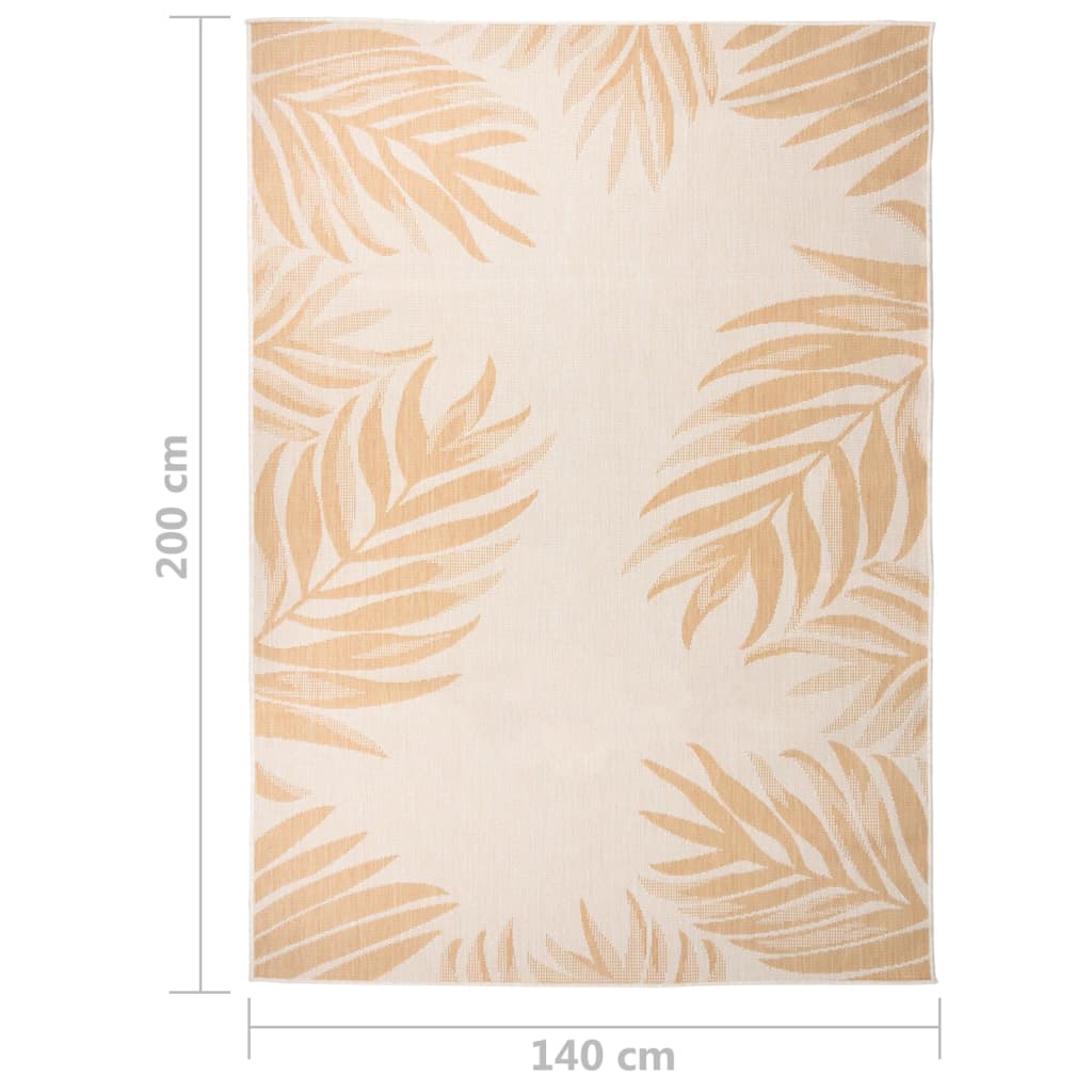 Tapis d'extérieur tissé plat 140x200 cm motif feuilles