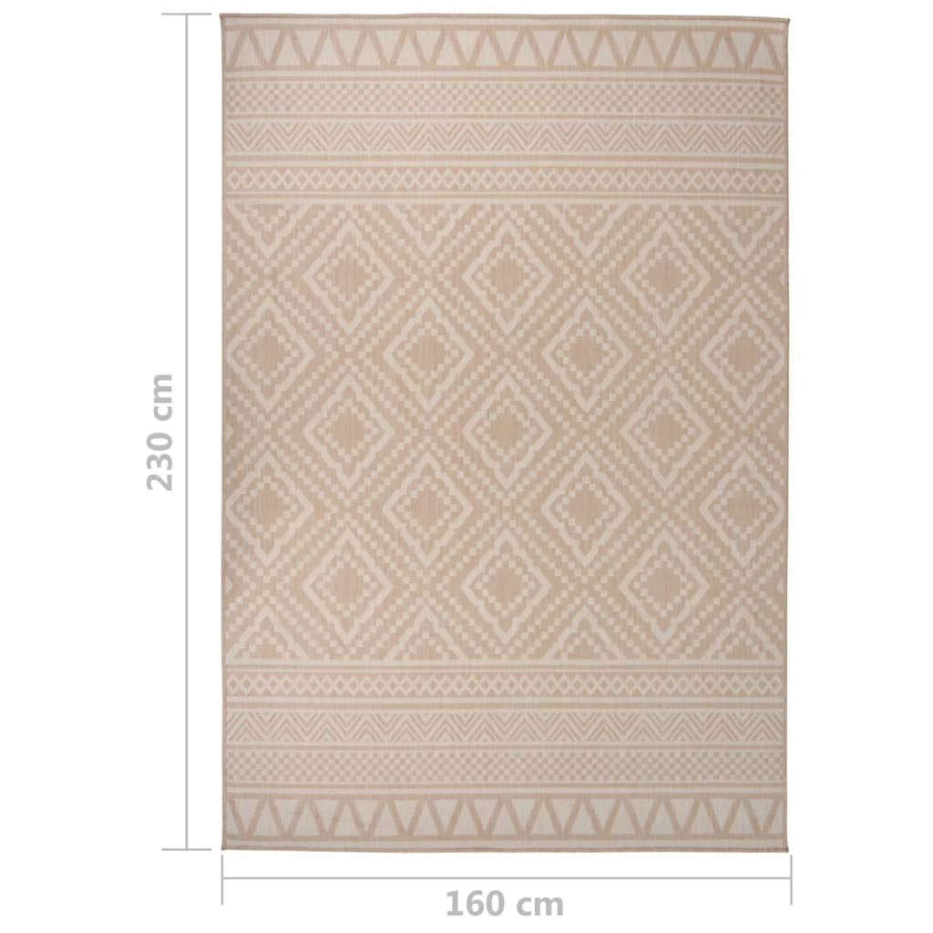 Tapis d'extérieur tissé plat 160x230 cm Marron rayé