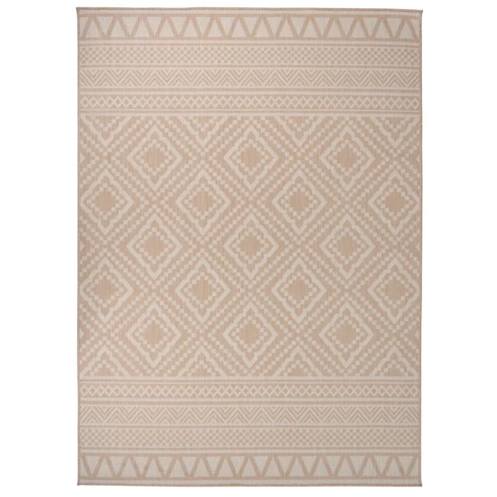 Tapis d'extérieur tissé plat 200x280 cm marron rayé