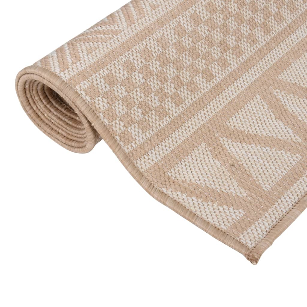 Tapis d'extérieur tissé plat 200x280 cm marron rayé