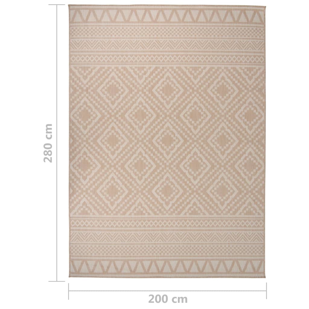 Tapis d'extérieur tissé plat 200x280 cm marron rayé