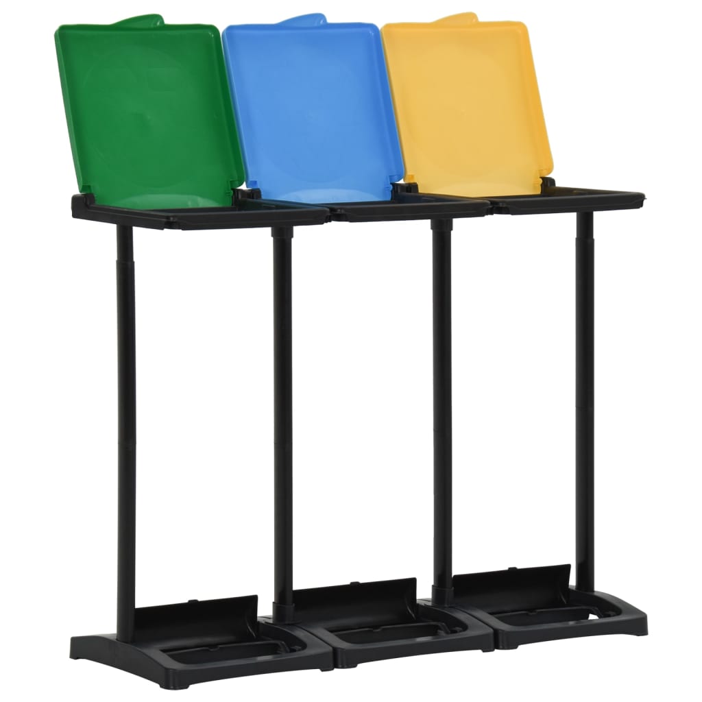 Support de sac poubelle avec couvercle 240-330 L Multicolore PP