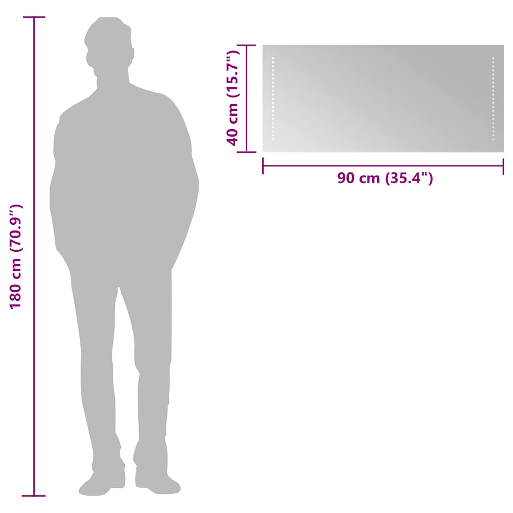 Miroir de salle de bain LED 90x40 cm