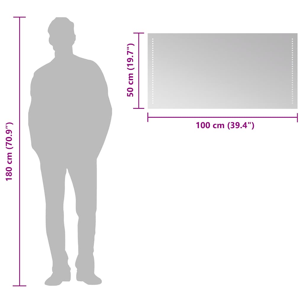 Miroir de salle de bain LED 100x50 cm