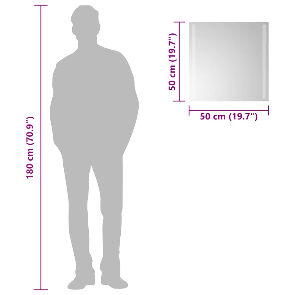 Miroir de salle de bain LED 50x50 cm