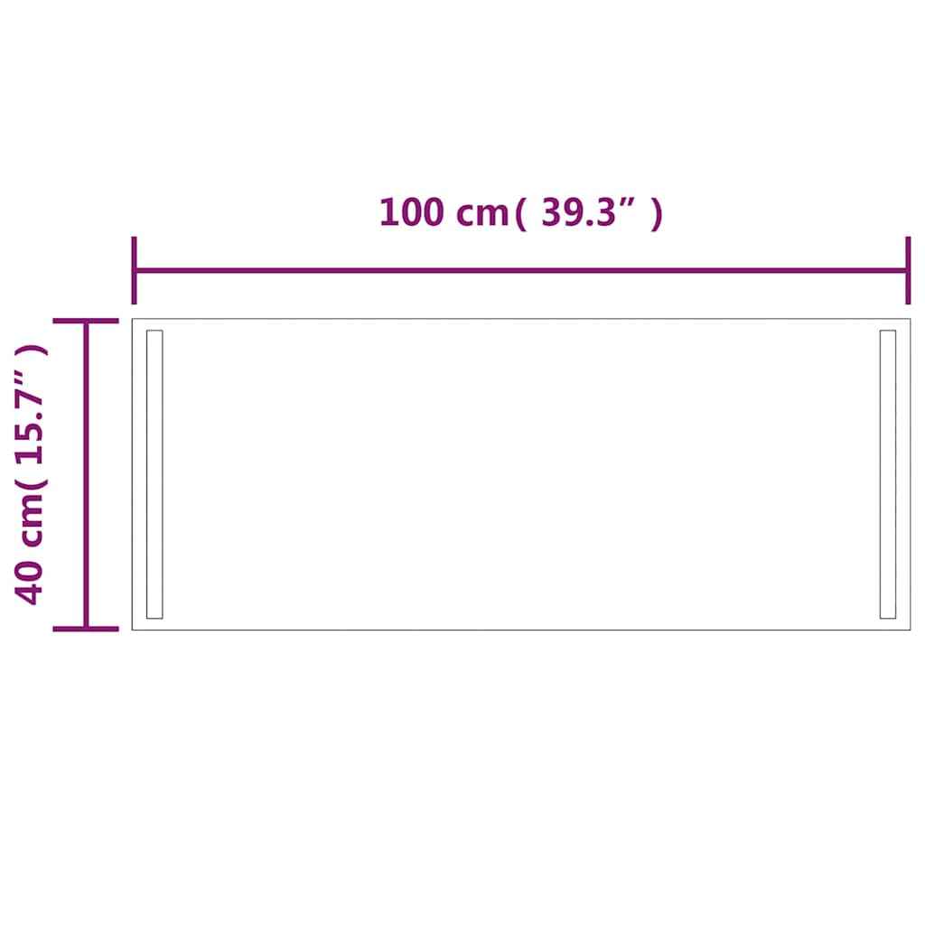 Miroir de salle de bain LED 100x40 cm