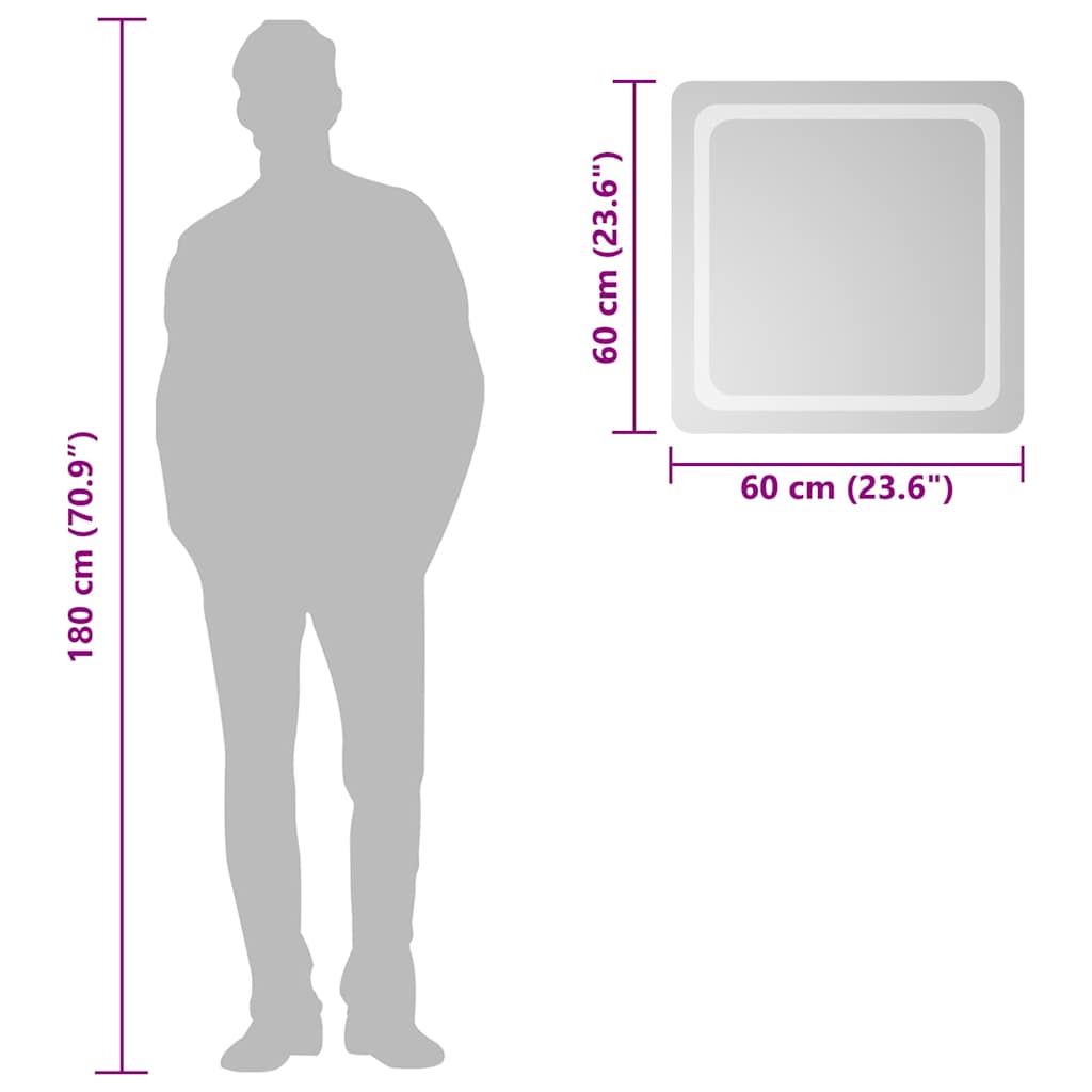 Miroir de salle de bain LED 60x60 cm