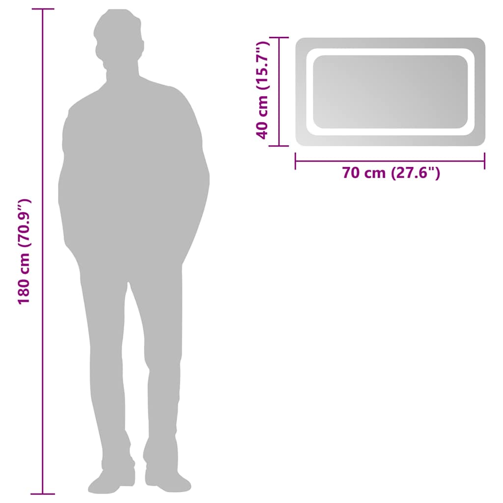 Miroir de salle de bain LED 70x40 cm
