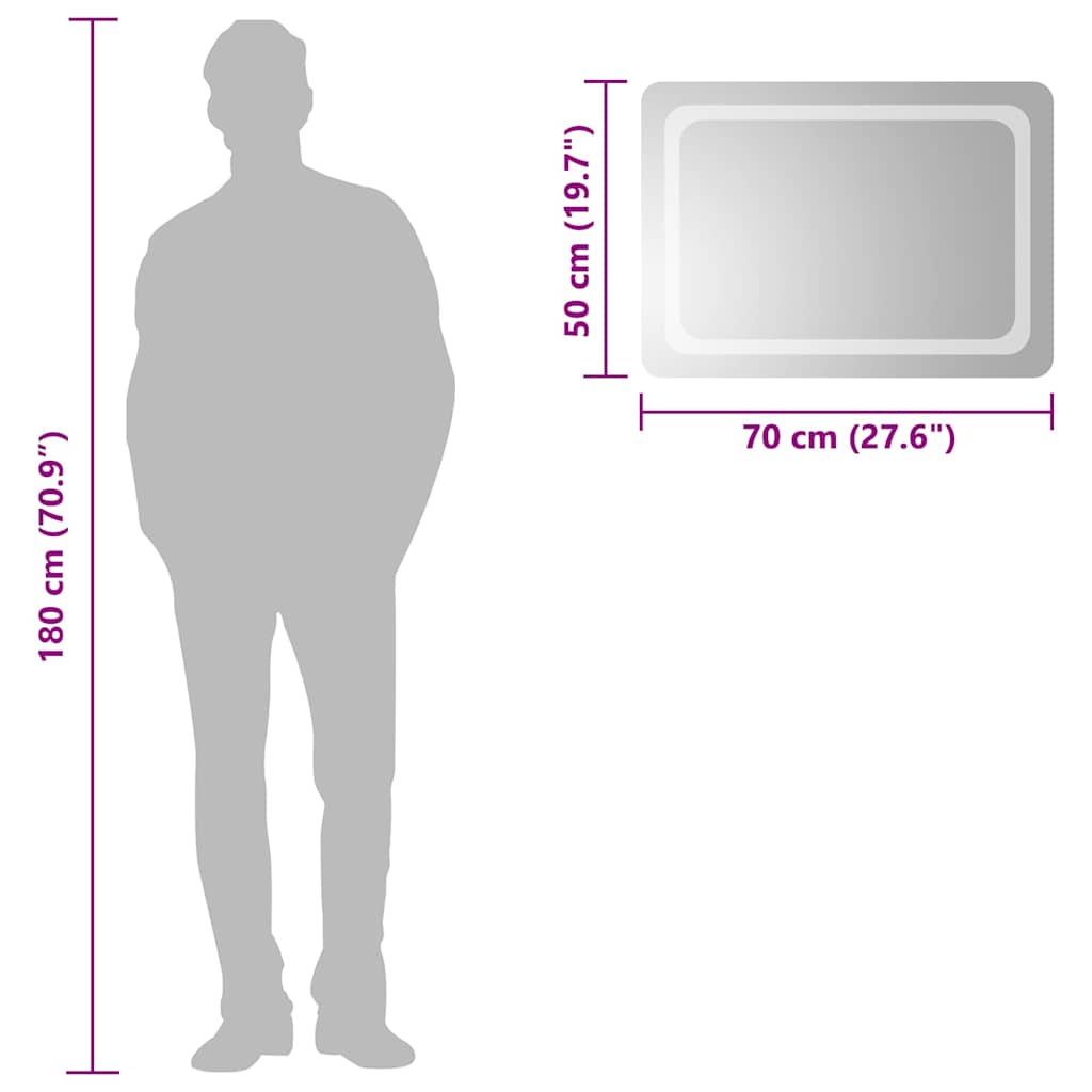 Miroir de salle de bain LED 70x50 cm