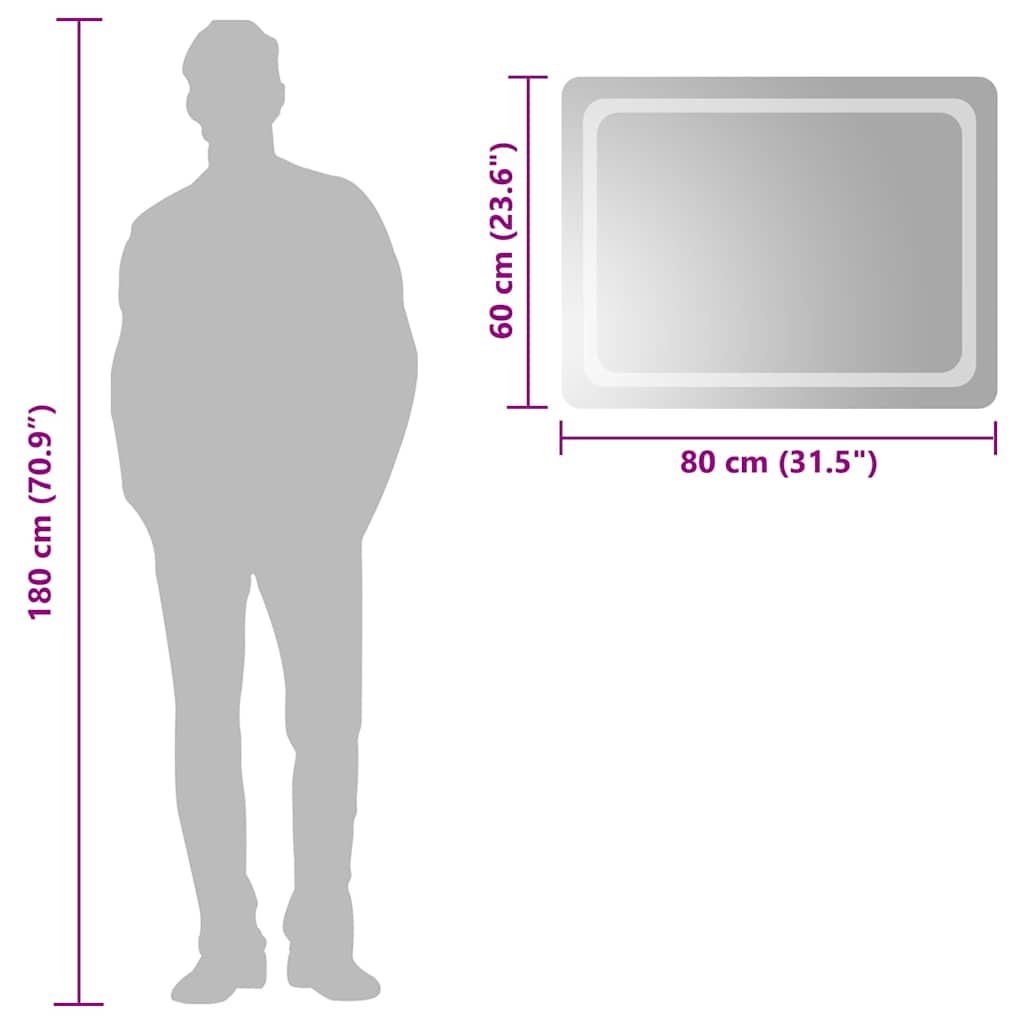 Miroir de salle de bain LED 80x60 cm
