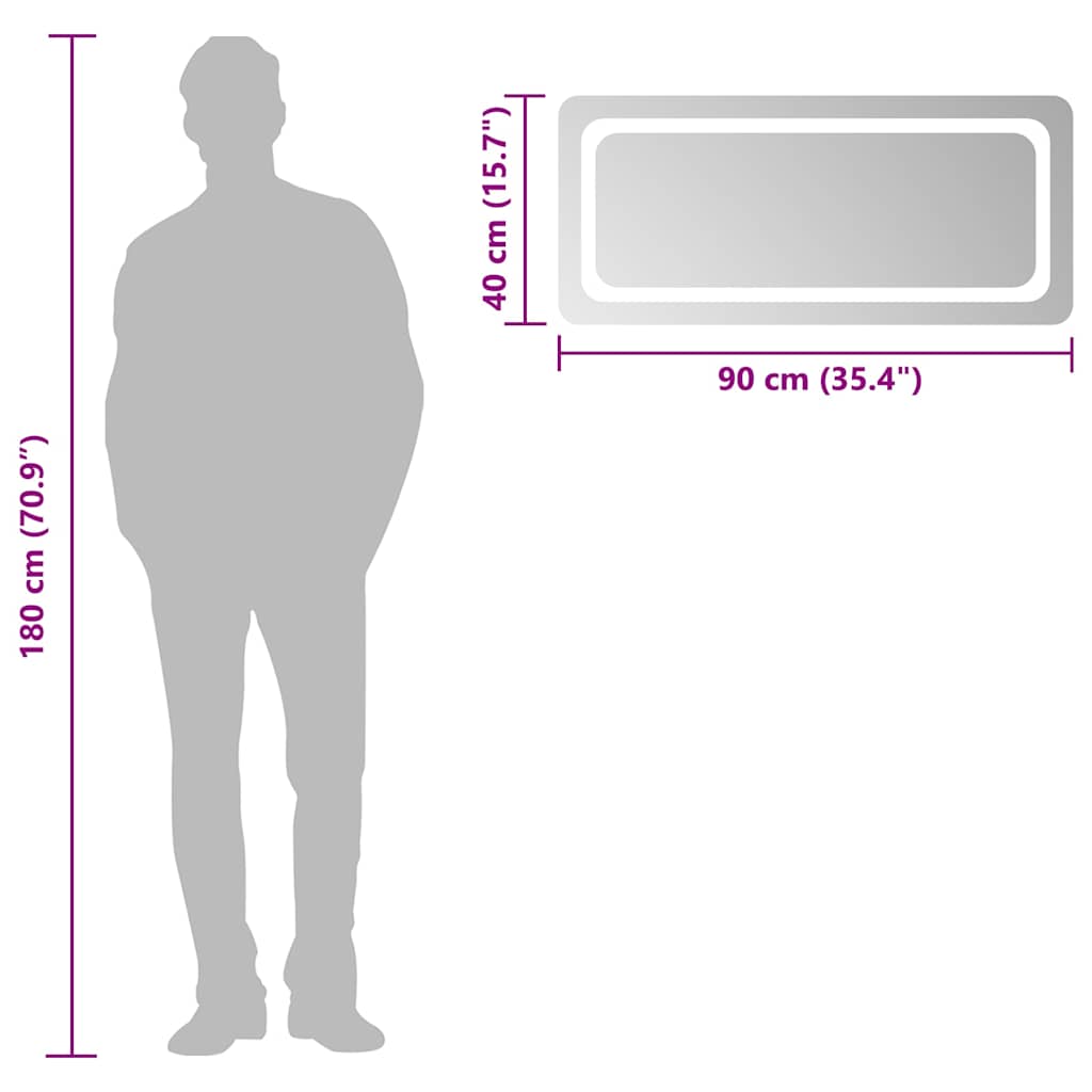 LED Bathroom Mirror 90x40 cm