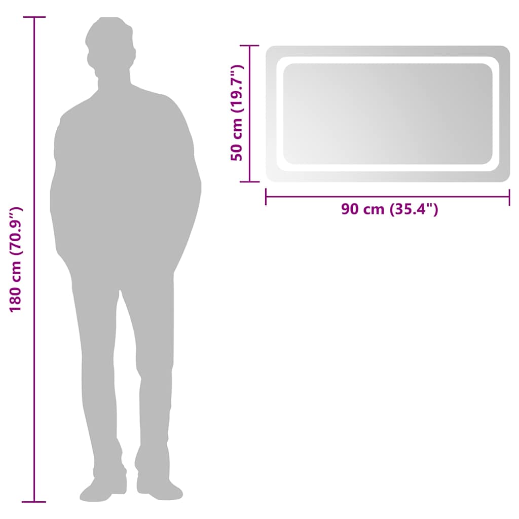Miroir de salle de bain LED 90x50 cm