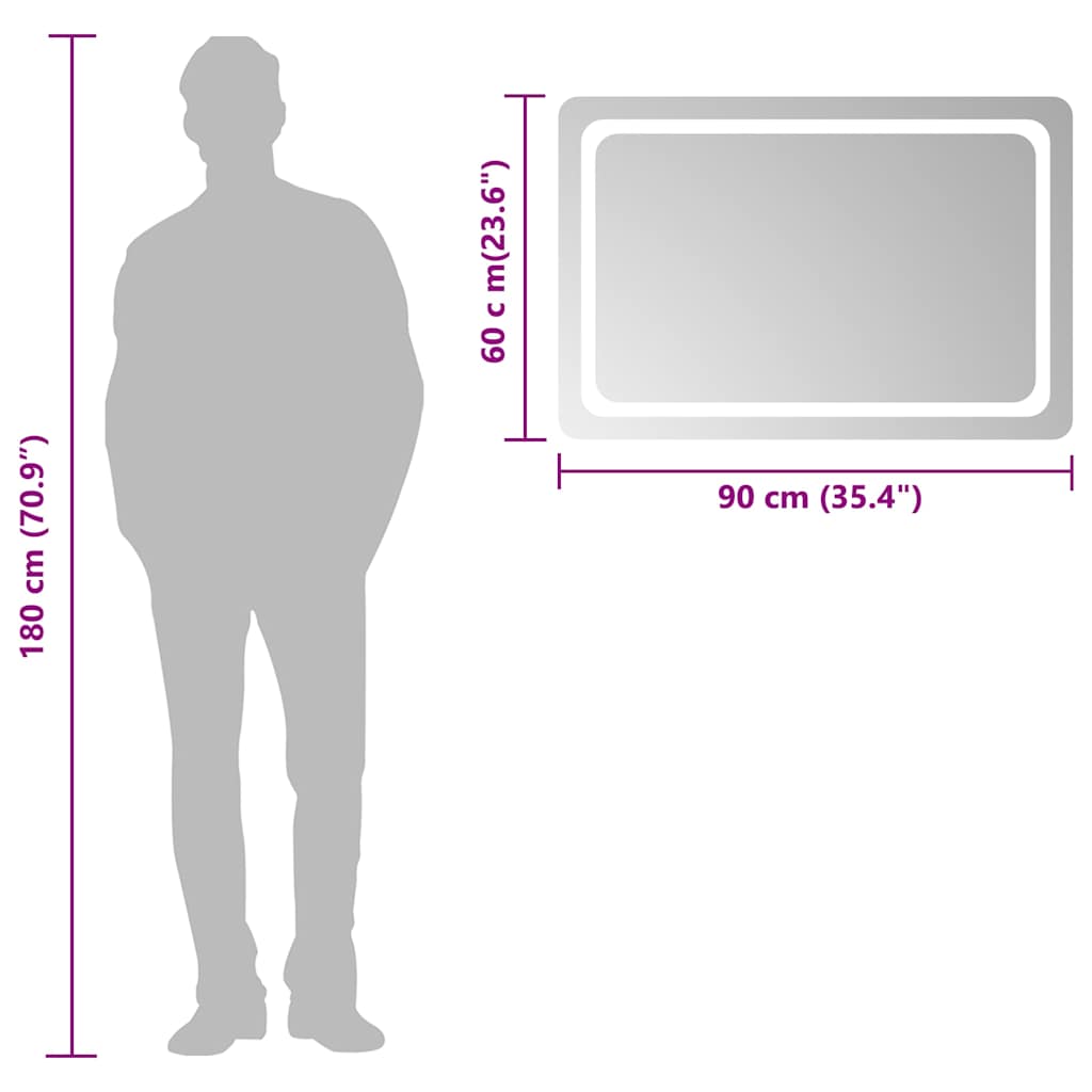 Miroir de salle de bain LED 90x60 cm