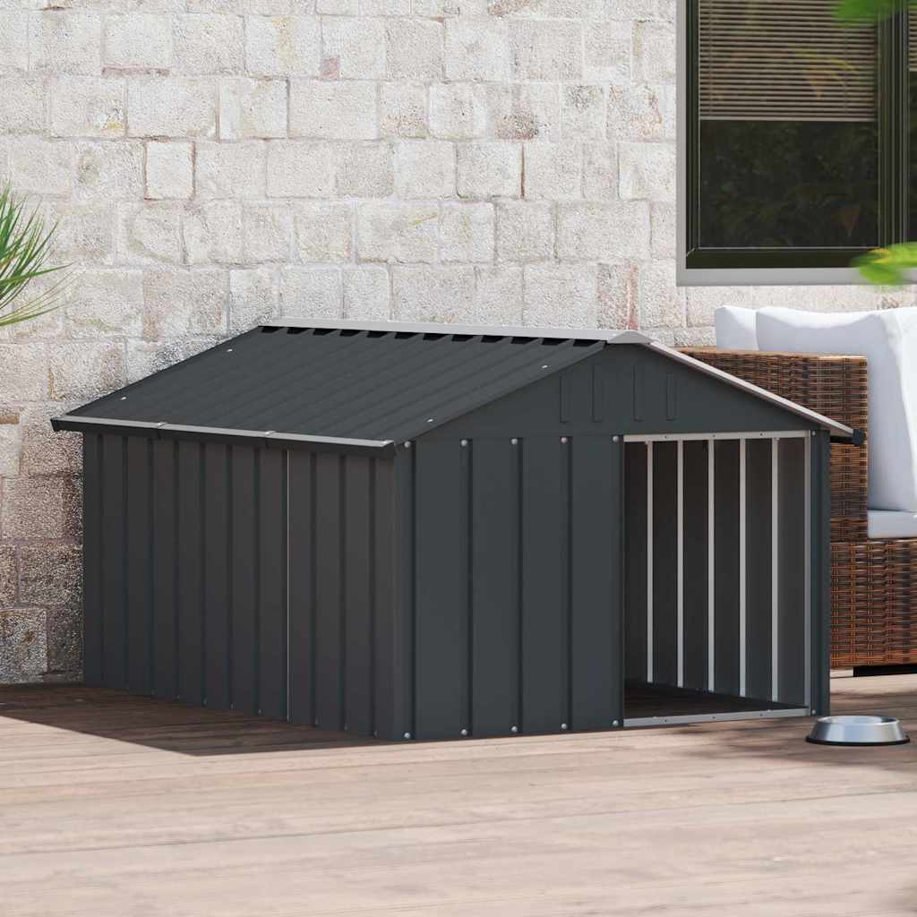 Hundehütte Anthrazit 116,5x153x81,5 cm Verzinkter Stahl
