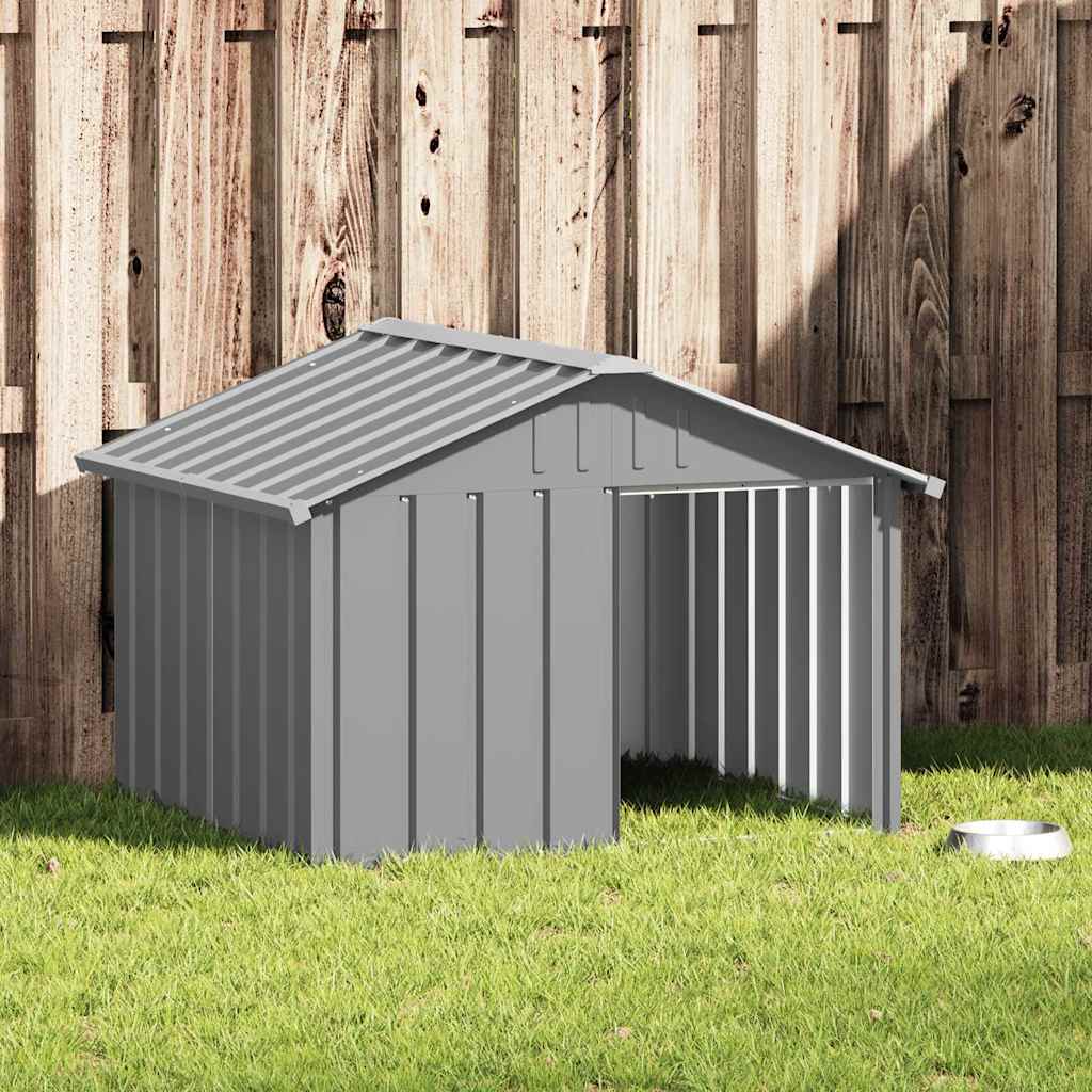 Hundehütte Grau 116,5x103x81,5 cm Verzinkter Stahl