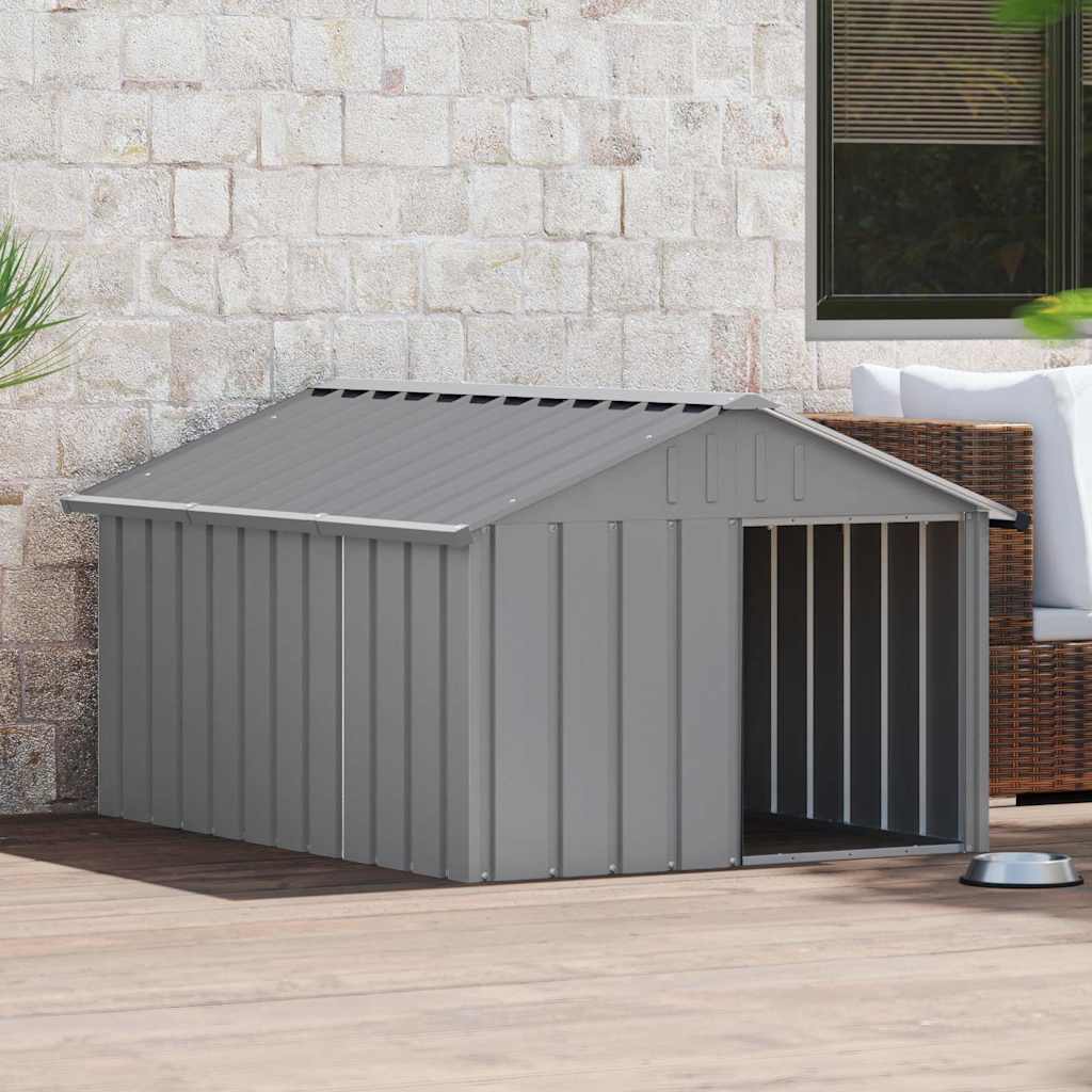 Hundehütte Grau 116,5x153x81,5 cm Verzinkter Stahl