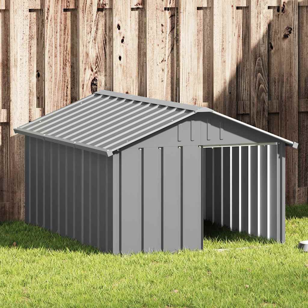 Hundehütte Grau 116,5x153x81,5 cm Verzinkter Stahl