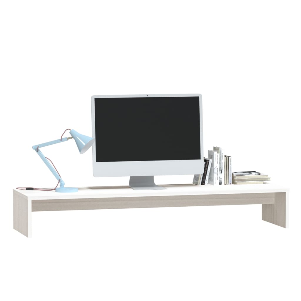 Support d'écran blanc 100x27x15 cm pin massif