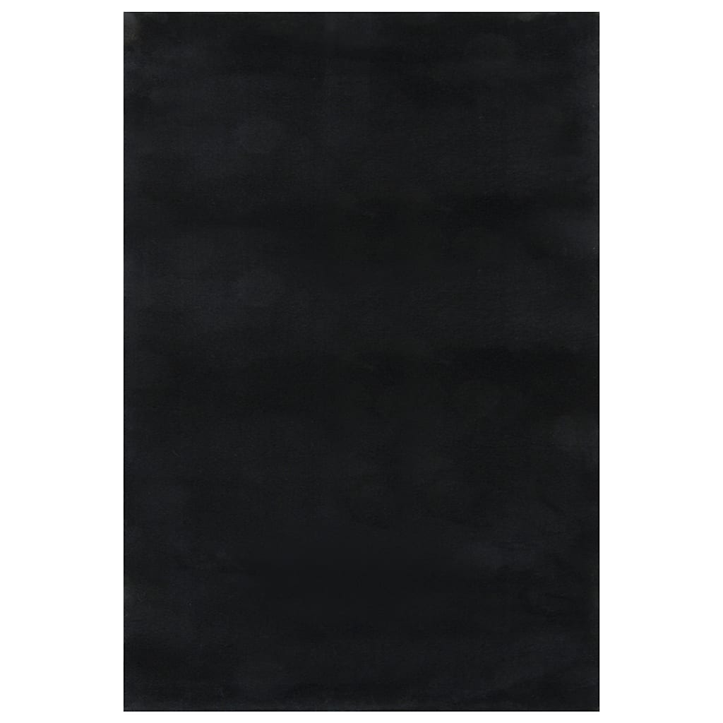 Washable Fluffy Low Pile Rug 160x230 Non-Slip Black