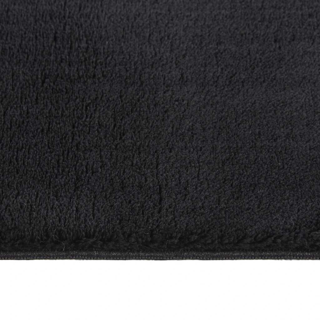 Washable Fluffy Low Pile Rug 160x230 Non-Slip Black