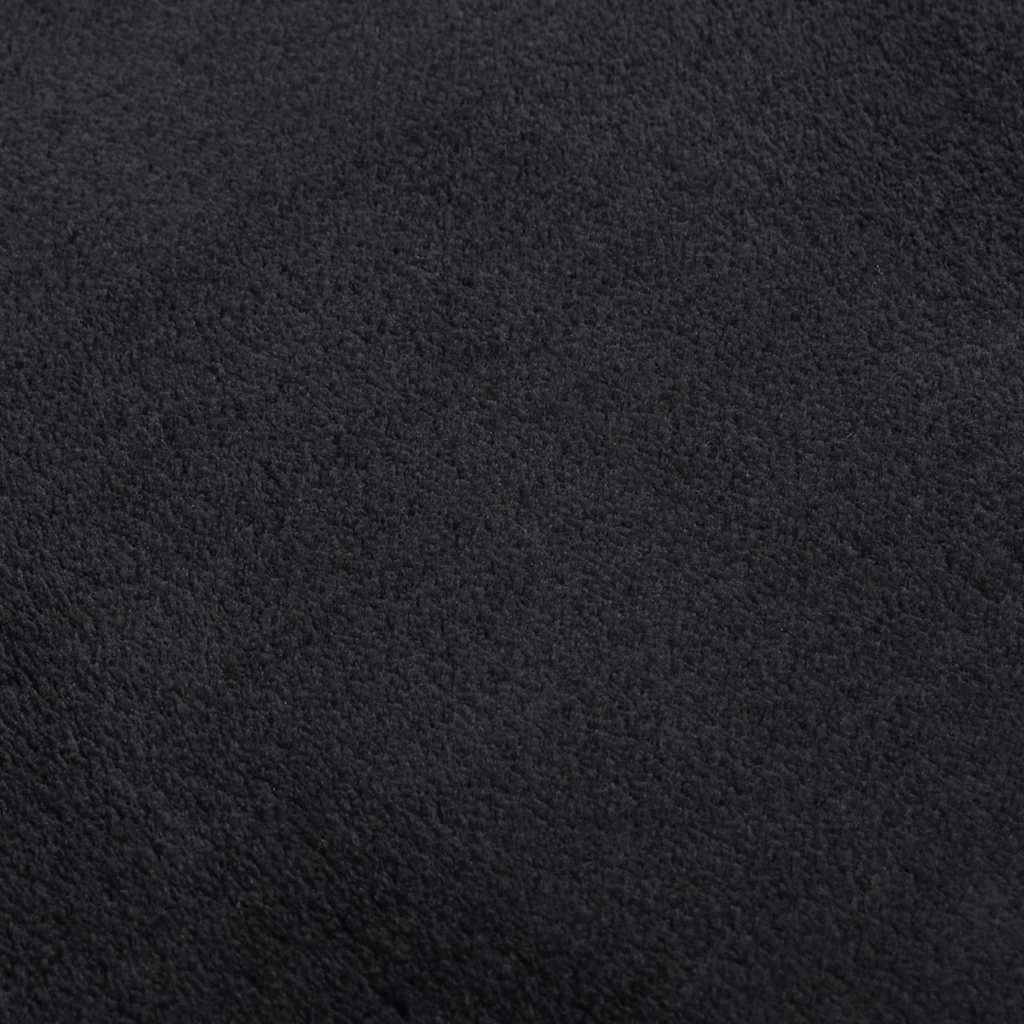 Washable Fluffy Low Pile Rug 160x230 Non-Slip Black