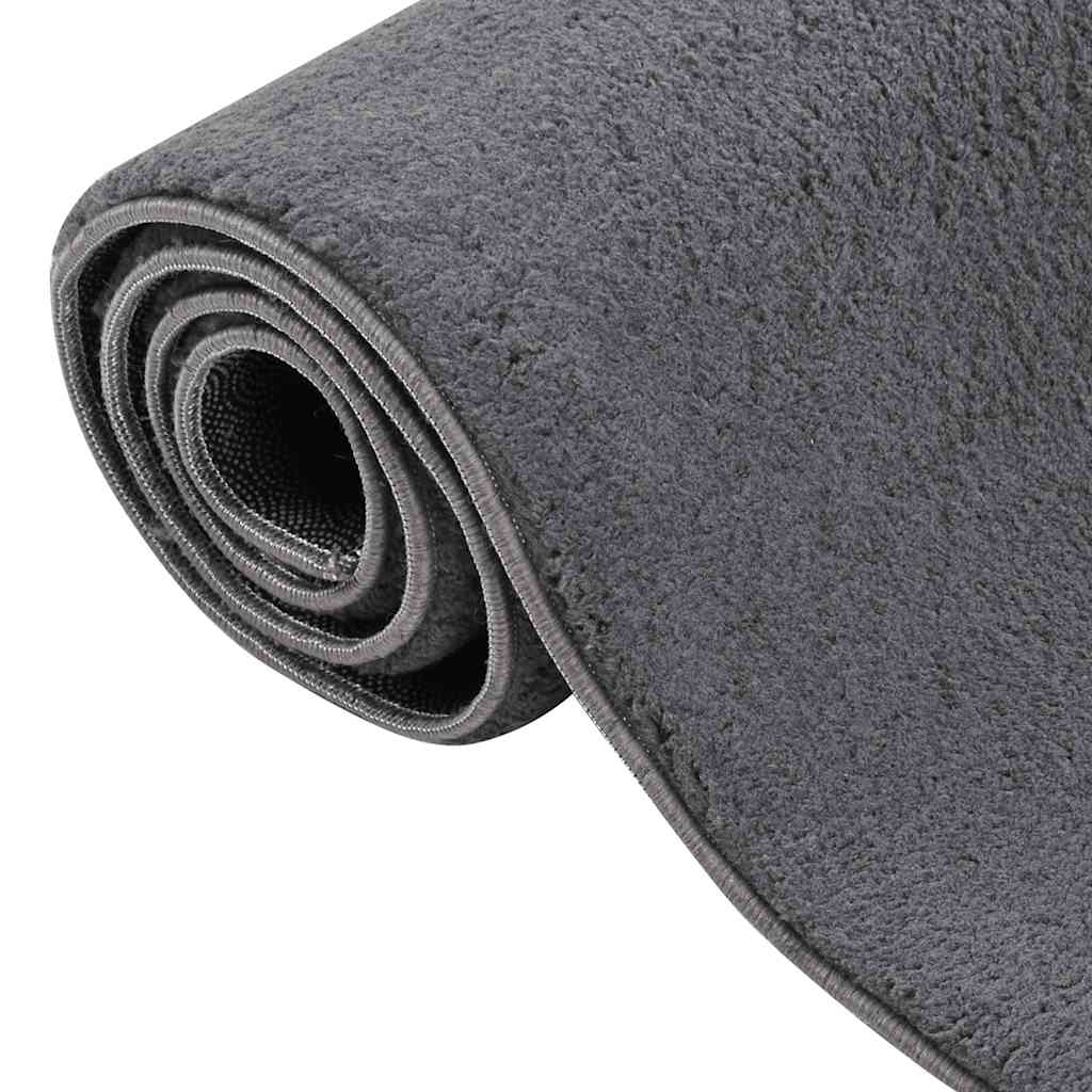 Teppich Waschbar Flauschig Kurzflor 160x230 Rutschfest Anthrazi