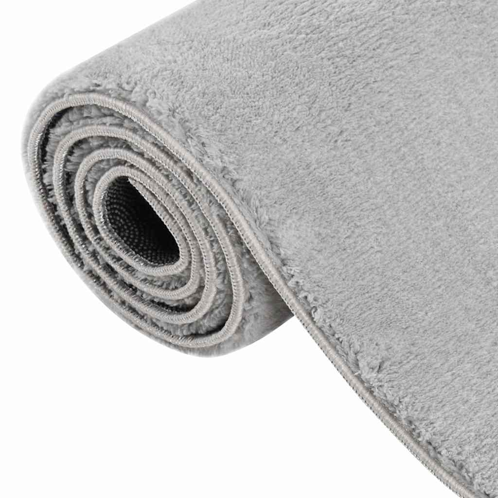 Teppich Waschbar Flauschig Kurzflor 160x230 Rutschfest Grau