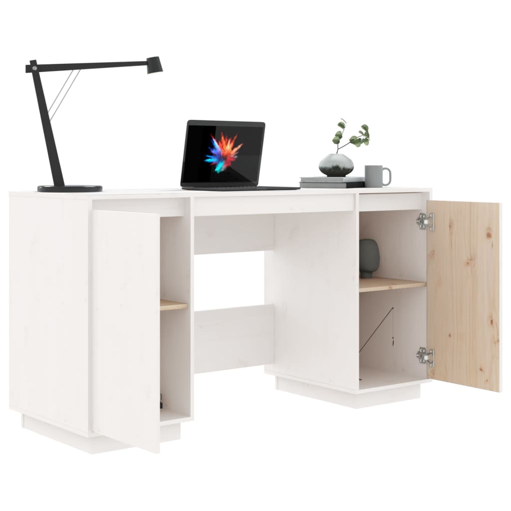 Bureau blanc 140x50x75 cm pin massif