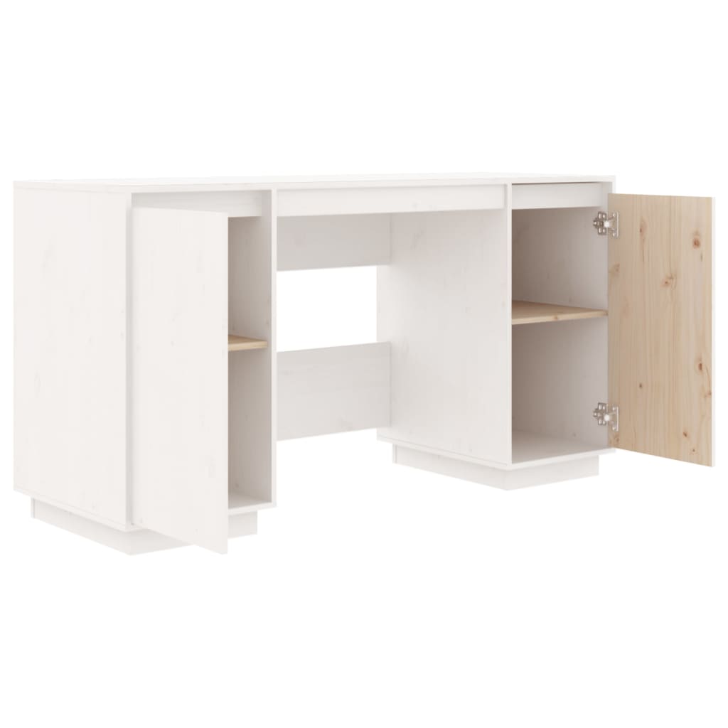 Bureau blanc 140x50x75 cm pin massif