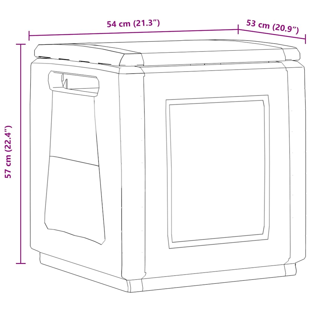 Garten-Aufbewahrungsbox 54x53x57 cm 130 L Dunkelgrau Schwarz