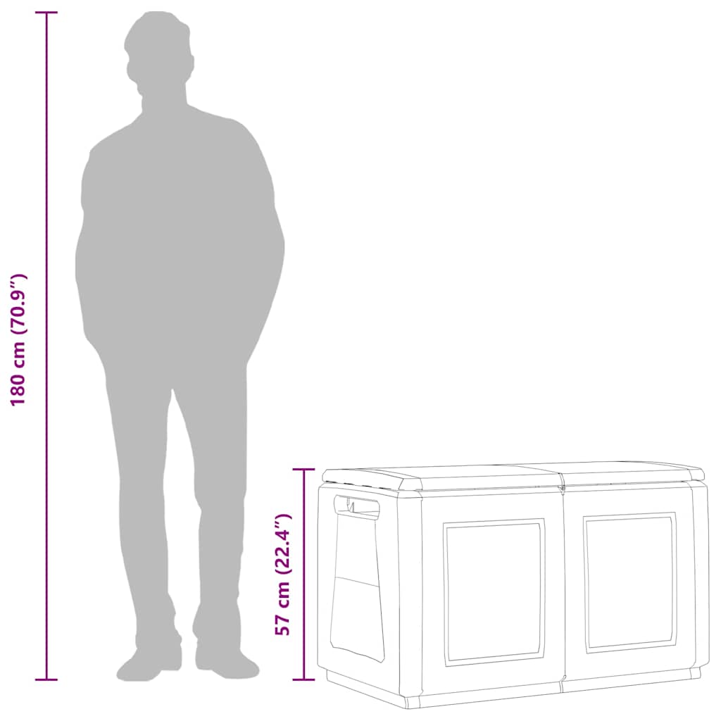 Garten-Aufbewahrungsbox 96x53x57 cm 230 L Dunkelgrau Schwarz
