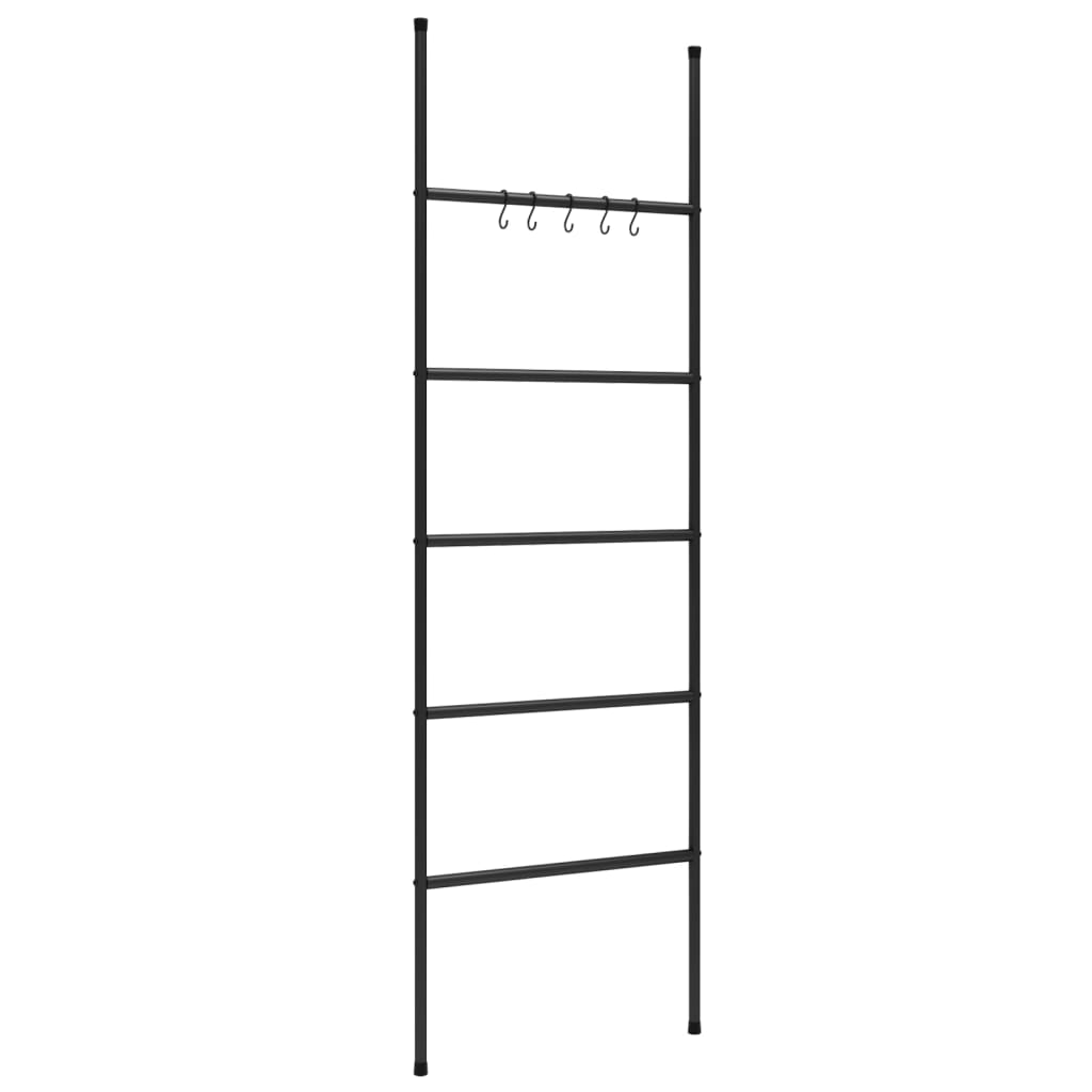 Towel Holder Ladder with 5 Tiers Black 58x175 cm Iron