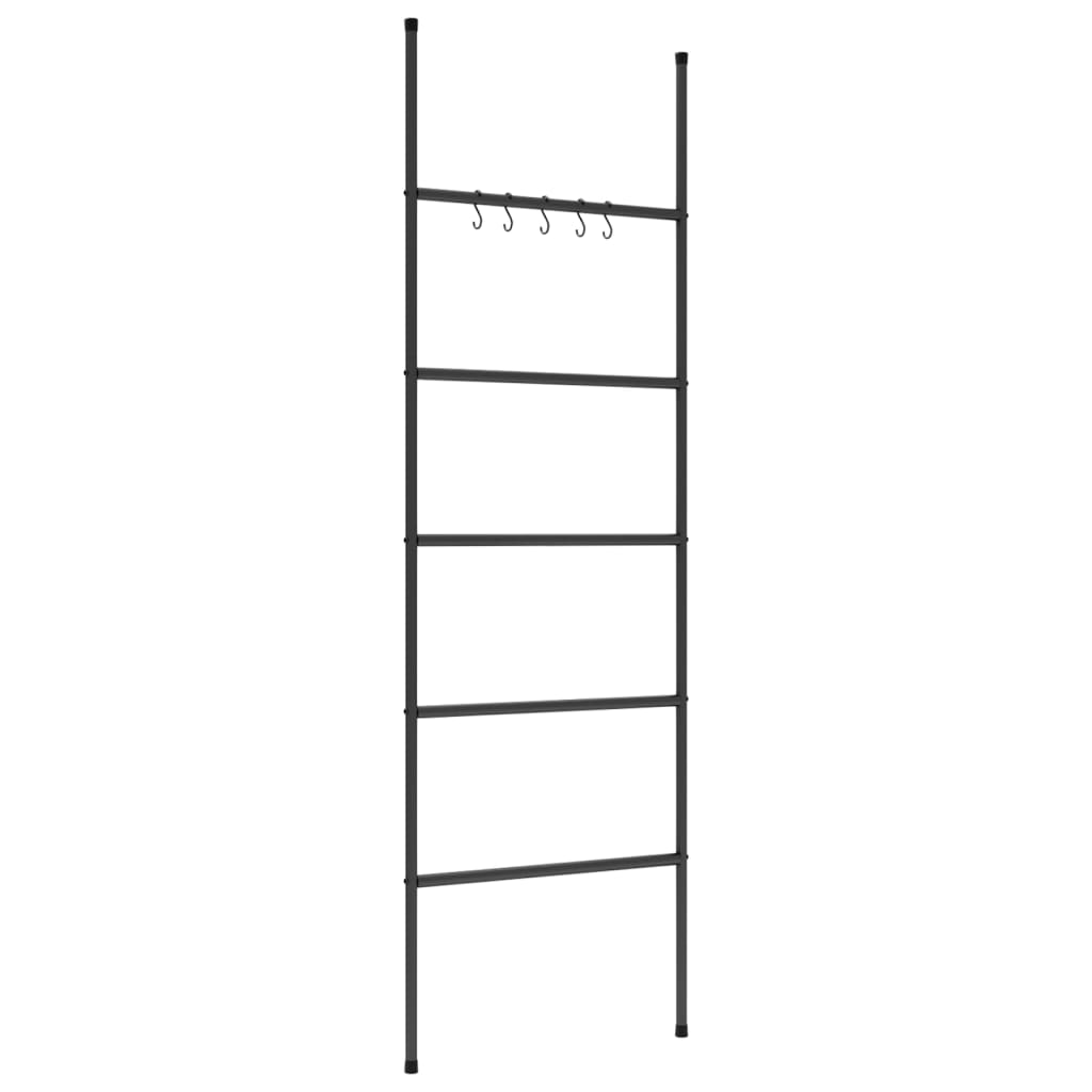 Towel Holder Ladder with 5 Tiers Black 58x175 cm Iron