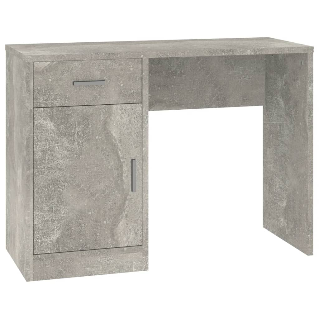 Desk with Storage Concrete Grey 100x40x73 cm Engineered Wood