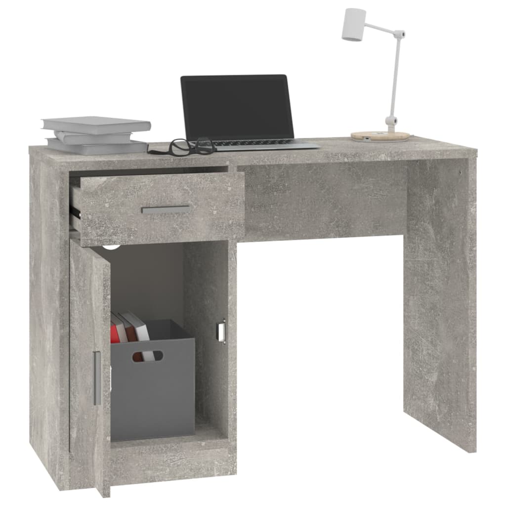 Desk with Storage Concrete Grey 100x40x73 cm Engineered Wood