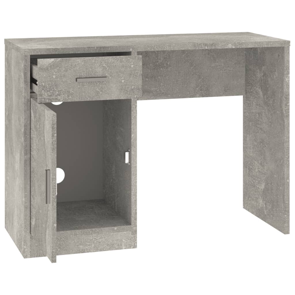 Desk with Storage Concrete Grey 100x40x73 cm Engineered Wood