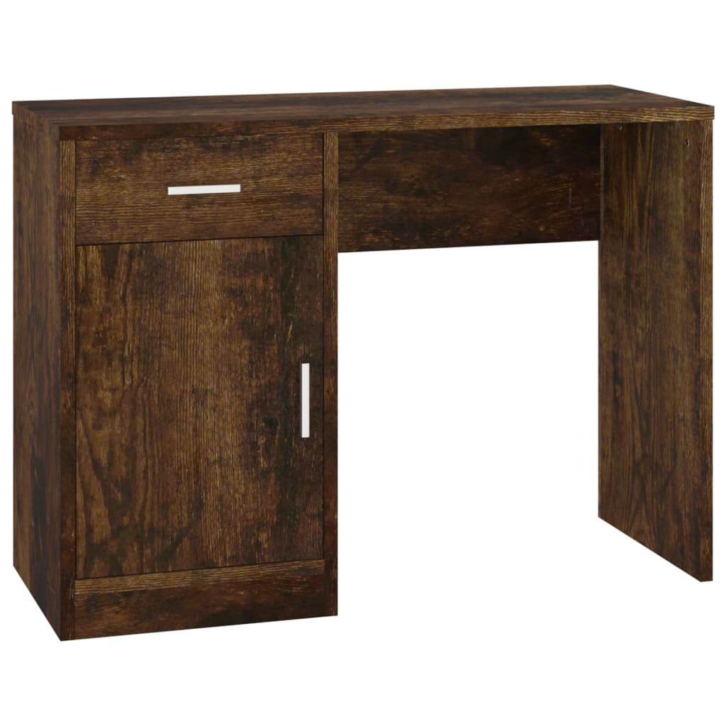 Bureau avec rangement chêne fumé 100x40x73 cm