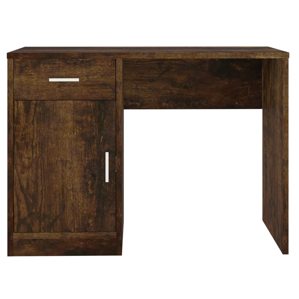 Bureau avec rangement chêne fumé 100x40x73 cm