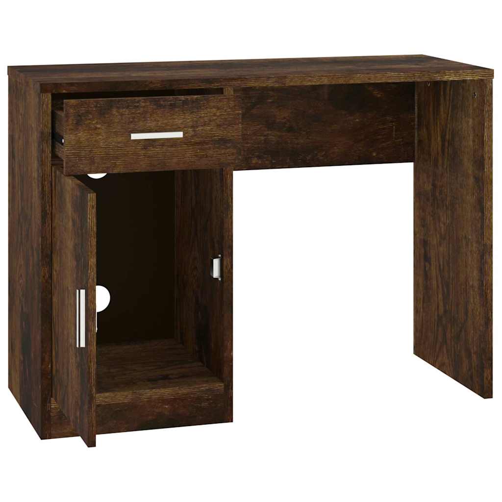 Bureau avec rangement chêne fumé 100x40x73 cm