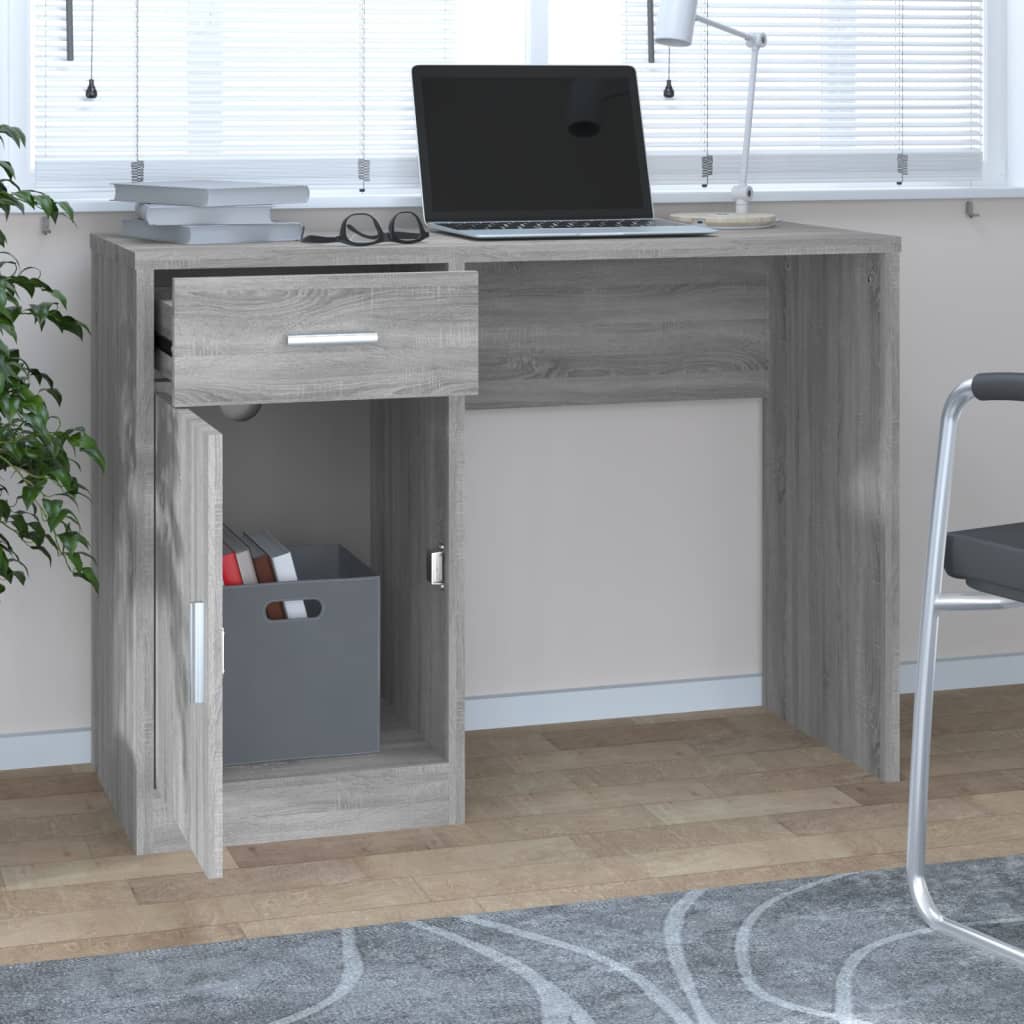 Bureau avec rangement Gris Sonoma 100x40x73 cm