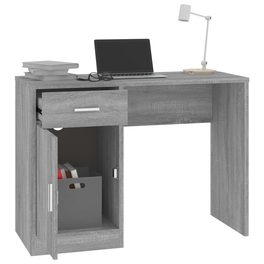 Bureau avec rangement Gris Sonoma 100x40x73 cm