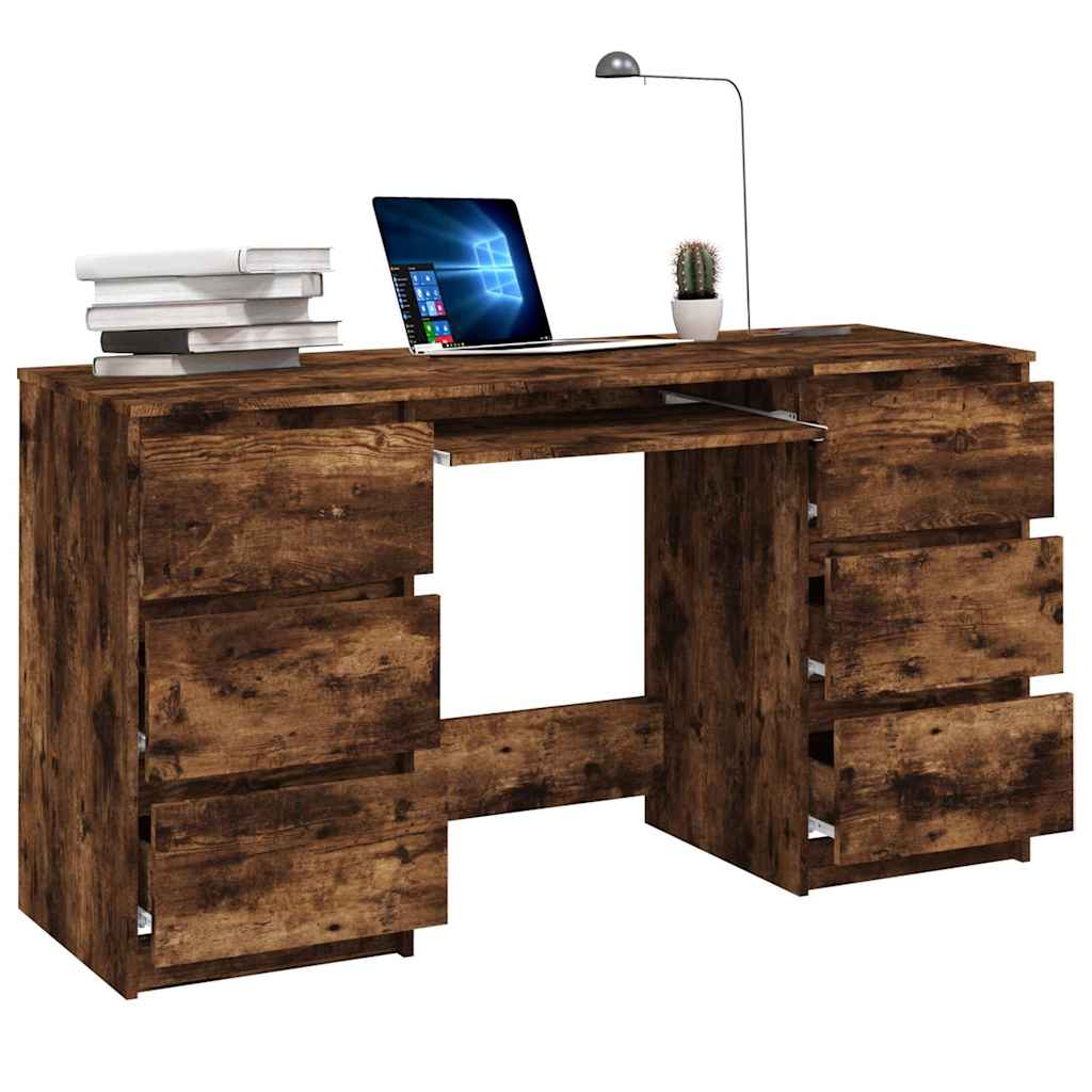 Desk Smoked Oak 140x50x77 cm Engineered Wood
