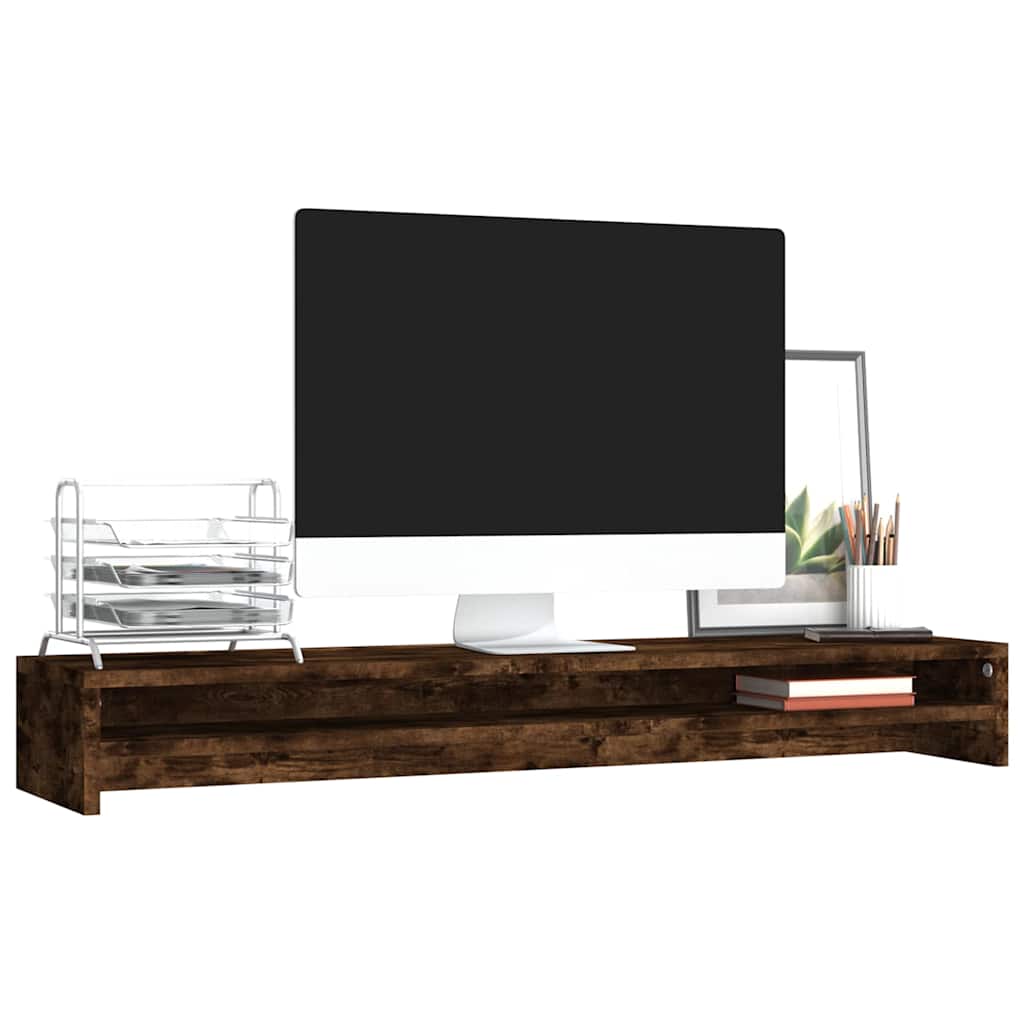 Monitor Stand Smoked Oak 100x24x13 cm Wood-based Material