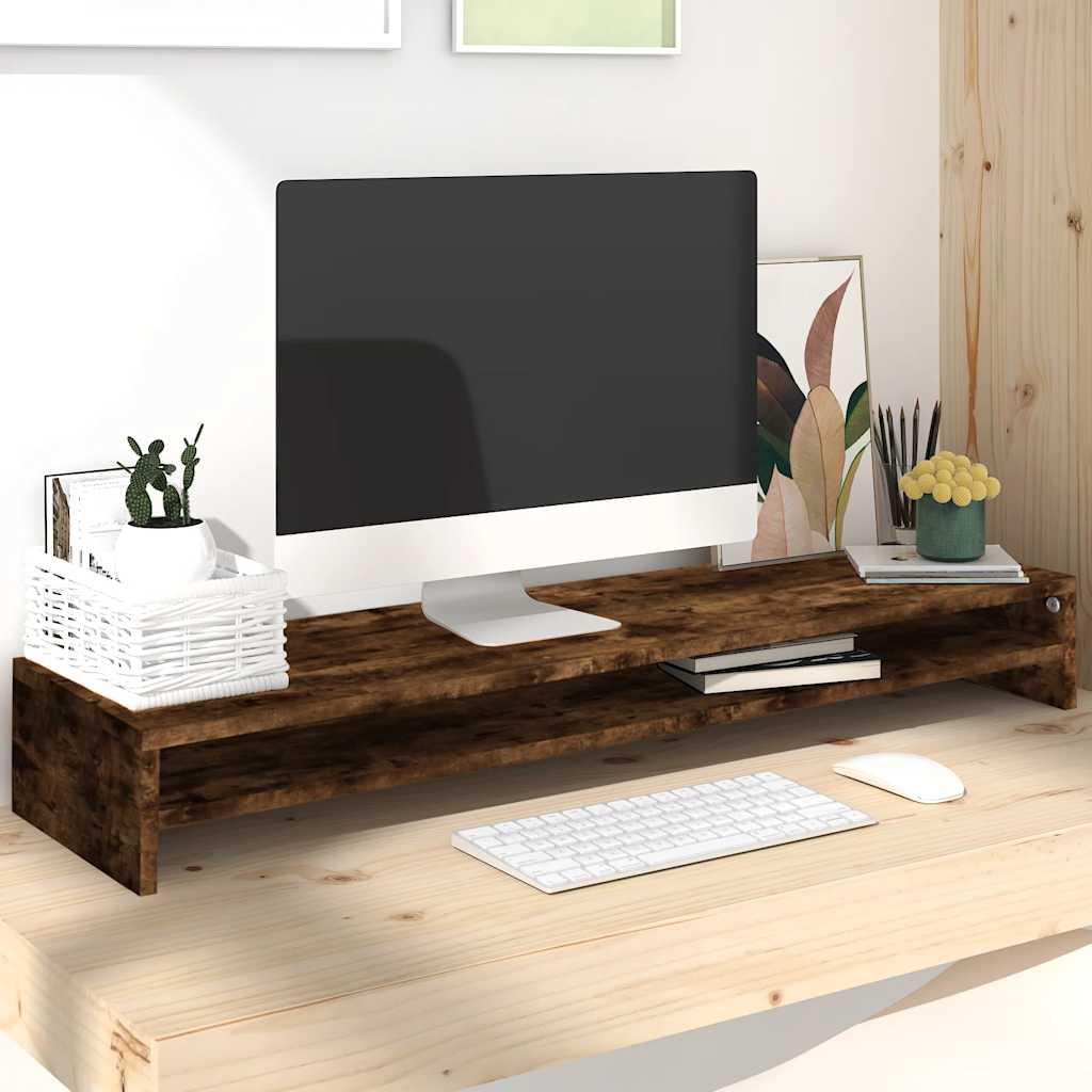 Monitor Stand Smoked Oak 100x24x13 cm Wood-based Material