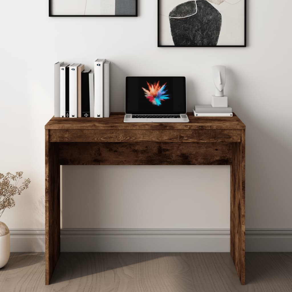 Bureau chêne fumé 90x40x72 cm, matériau à base de bois