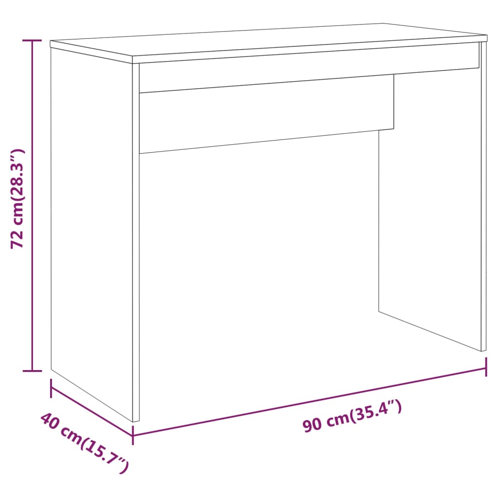 Bureau chêne fumé 90x40x72 cm, matériau à base de bois