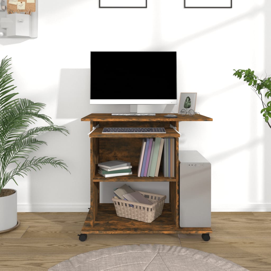 Desk Smoked Oak 80x50x75 cm Engineered Wood