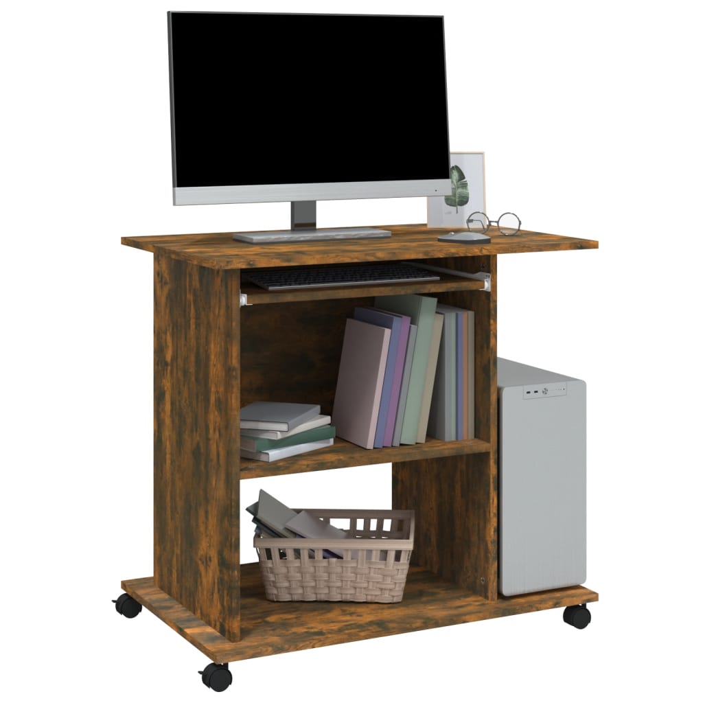 Desk Smoked Oak 80x50x75 cm Engineered Wood